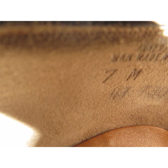 Antonelli Brown Croc Embossed Italian Leather Fringe Block Heeled Pumps size 7 - Picture 9 of 10